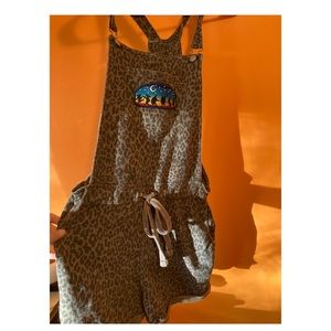 Grateful Dead leopard print overalls